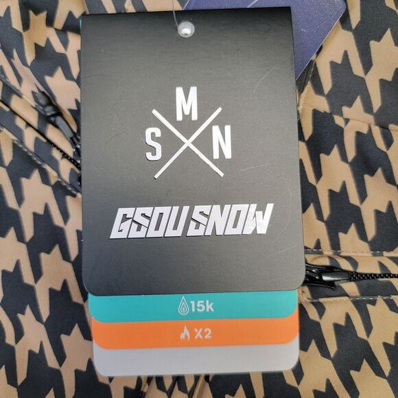 Gsou Snow Women's Slim-Fit Stretch Faux Fur Tan Houndstooth One-Piece Ski Suit S - Picture 3 of 16